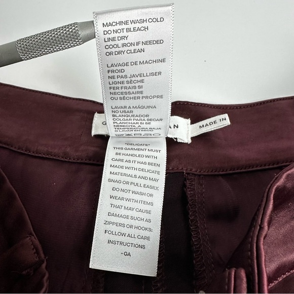 Good American Satin Pants Wide Leg Trouser Women's Size 2 or 26 Burgundy Stretch - Picture 10 of 13